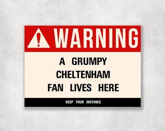 Grumpy CHELTENHAM Fan Metal Sign - Vintage Retro Man Cave Decor, Funny Retro Plaque for Home Bar, Shed or Garage