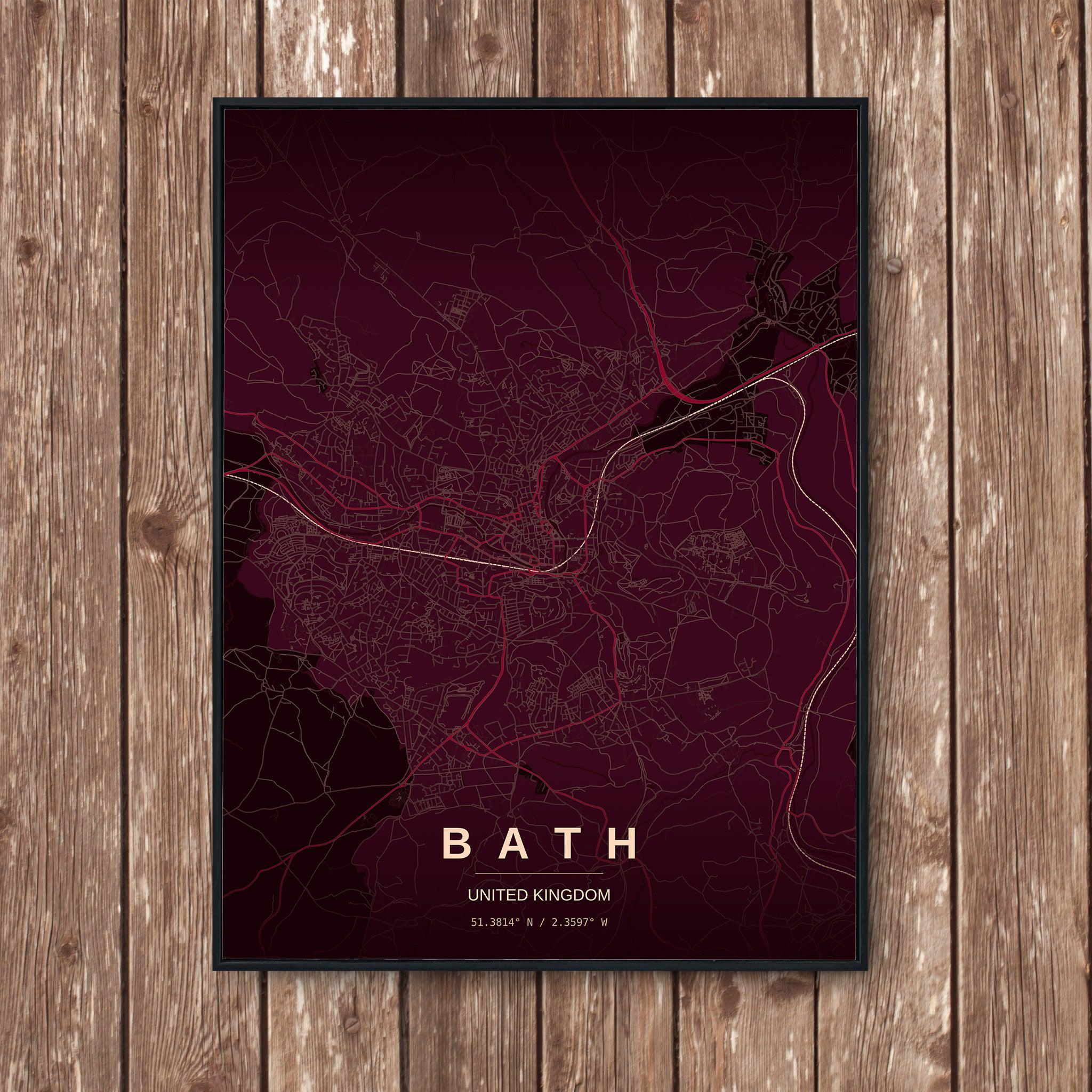 Bath Map Art Print - Etsy