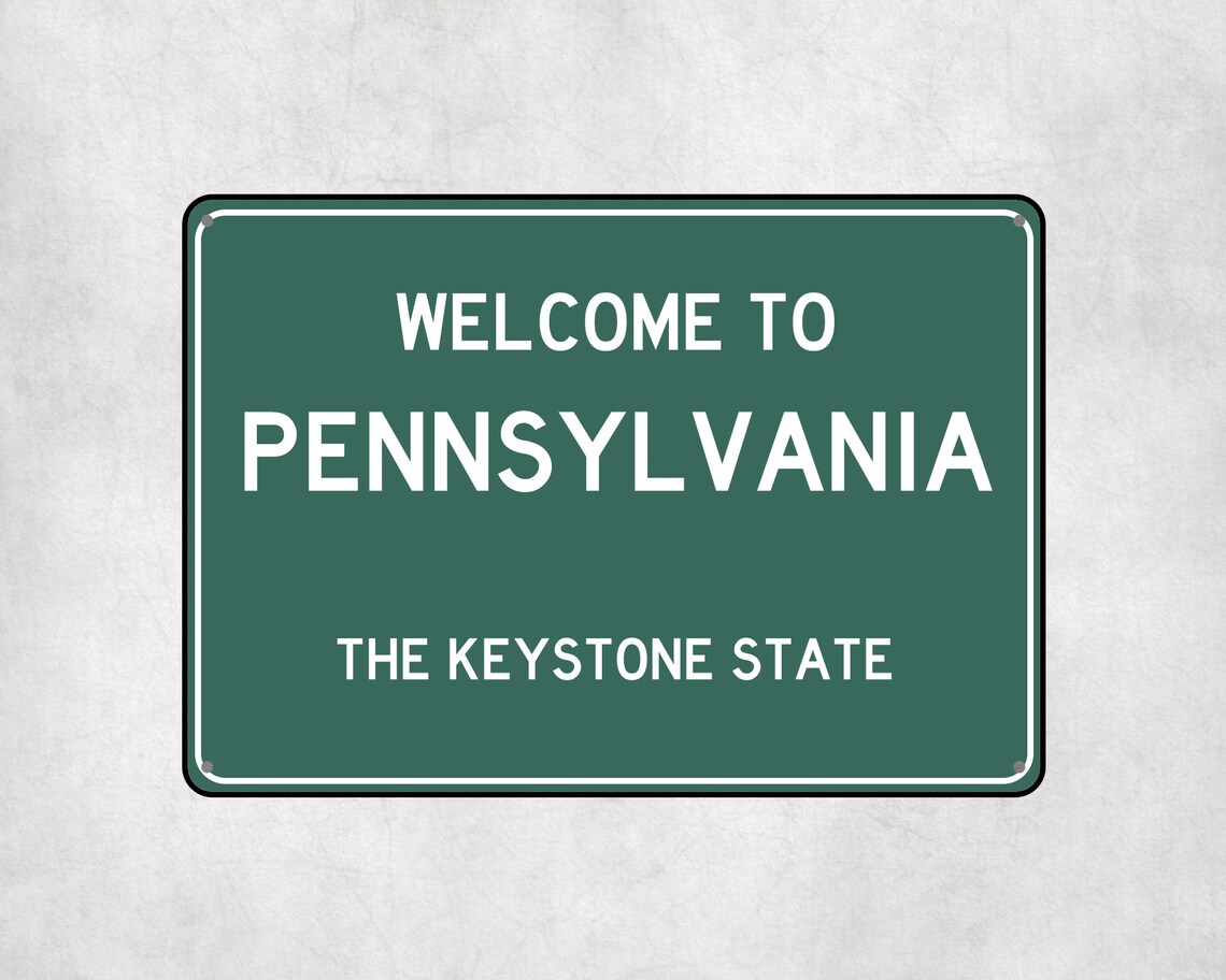 Pa Sign Accessory Welcome to Pennsylvania Sign, Pennsylvania Metal Sign, Pennsylvania ...