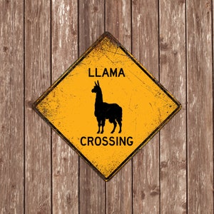 SEGNO DI ATTRAVERSAMENTO DI LLAMA - Segnali di attraversamento di lama, lama, avvertimento attraversamento di lama, segni di lama, decorazione di lama, lama Xing, cartello giallo, attraversamento di lama