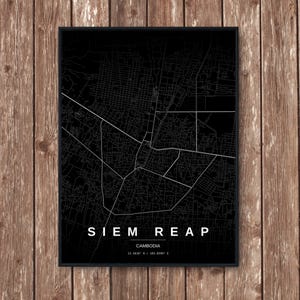 Impressão artística do mapa de Siem Reap