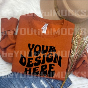 Burnt Orange Jerzees Sweater Mockup, Jerzees Sweatshirt Mockup, Burnt Orange Mockup, Fall Mockup, Fall Sweatshirt Mockup, Thanksgiving