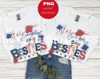 Fourth Of July Bestie Shirts for Kids PNG File, Star Spangled Besties png file, Fourth Of July png file, Kids Fourth of July Shirt PNG, png
