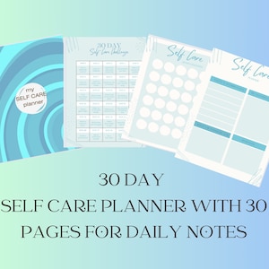 30 Day Self Care Challenge Journal Notebook Digital Download Mental Health