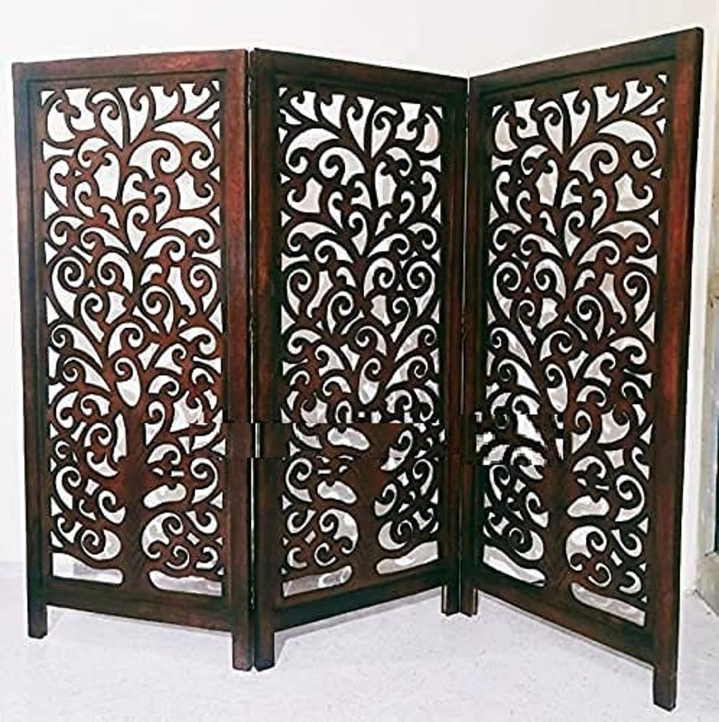 Handmade Room Divider, Brown Wooden Partition, Room Partition, Privacy