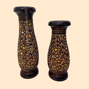 Blumentopf aus Holz - Handgeschnitzte Trockenblumenvase, hohe minimalistische Holzvase, einzigartiges Wohndekor, rustikales Blumenarrangement