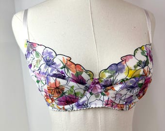 flower water color made to order bra
