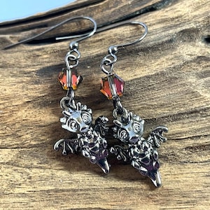 Dragon Lover Earrings, Gunmetal Dragon Earrings, Dragon Earrings, Mythical Dragon Earrings, Fantasy Earrings, D&D Earrings