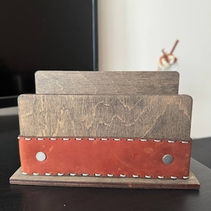 Handcrafted Wooden Tissue Holder with Leather Accent | Rustic Napkin Holder | Restaurant Decor