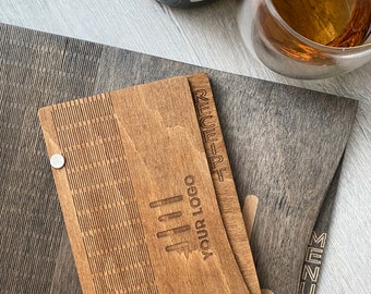 Check Holder Wooden Check Holder - Style Bill Presenter - Restaurant Guest Check Organizer - Customizable Receipt Holder