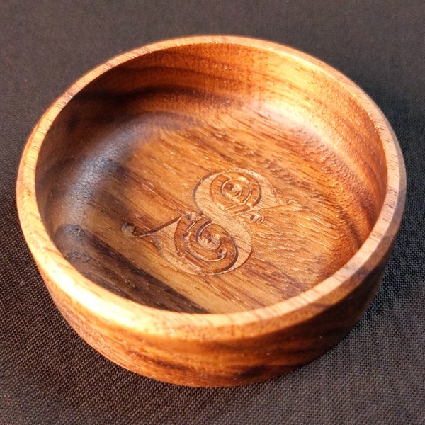 Monogram Walnut Wood Ring Dish - Personalized Anniversary Wedding Gift