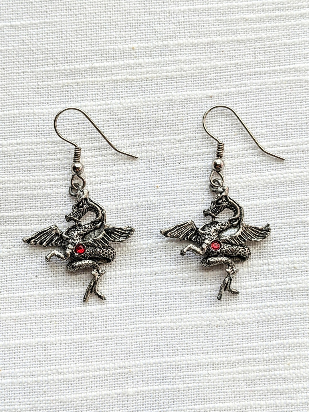 Vintage Dragon Earrings Gothic Dragon Earrings Wyvern Dragon Earrings