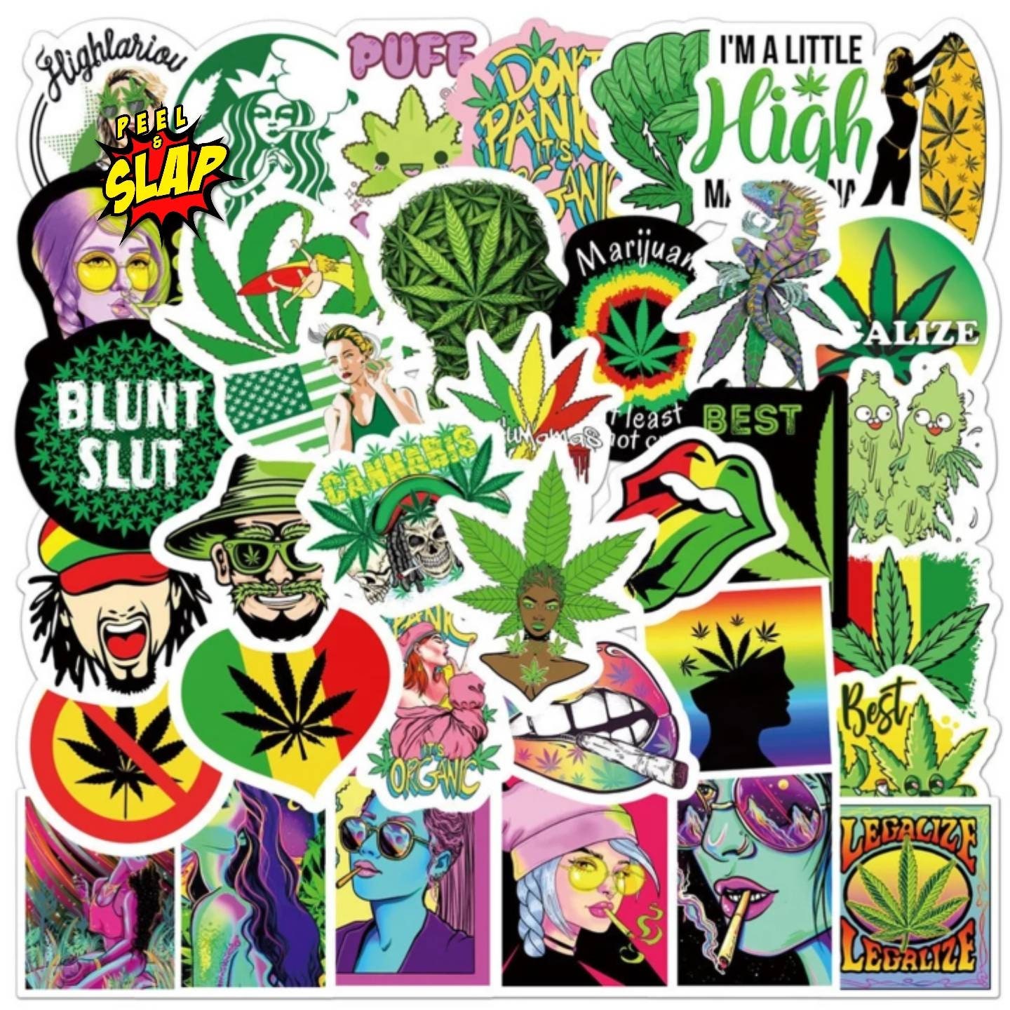 50 Cannabis Weed 420 Stoner Stickers Pack Waterproof Vinyl Etsy