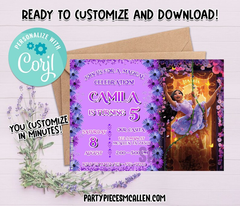 Encanto Isabela Birthday Party Invitation Encanto Isabella Etsy UK