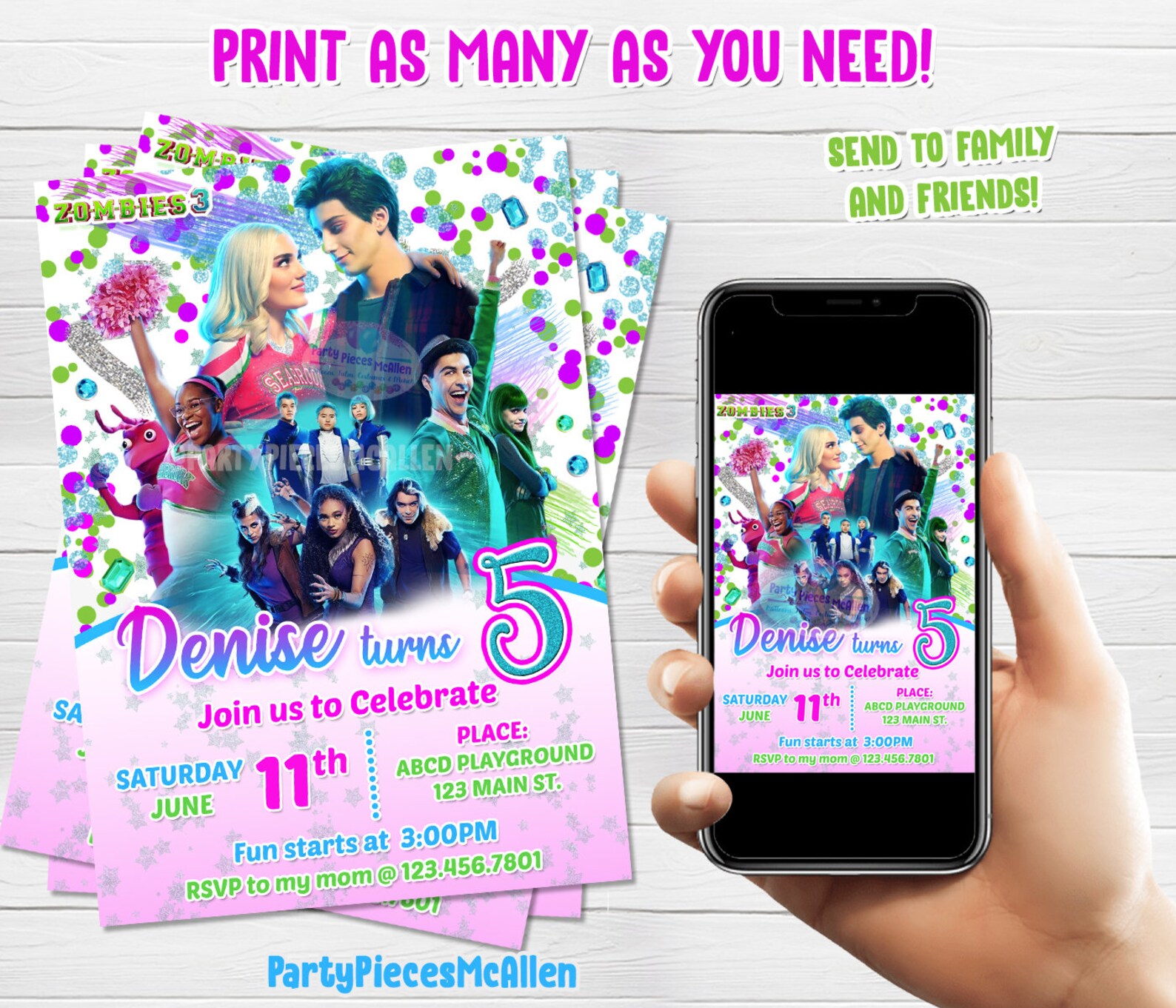 zombies-3-birthday-party-invitation-zombies-3-digital-etsy-australia