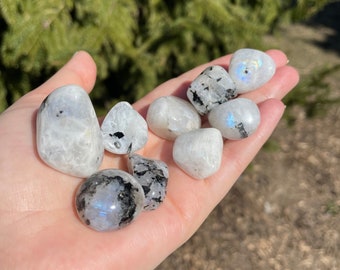 SMALL Guaranteed Flash Rainbow Moonstone Tumbled Stone, Small Flashy Rainbow Moonstone Tumble, Moonstone Stone, Blue Flash Moonstone