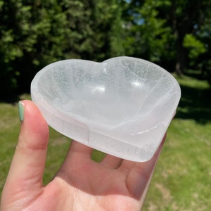 Heart Shaped Selenite Bowl | Natural Spiritual Home Decor | Jewelry Charging & Cleansing Dish | Decorative Crystal Holder | Magical Carving
