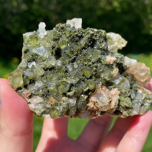 Sparkly Forest Fairy Epidote Quartz From Turkey | Rare Crystal Find | Statement & Display Piece | Collector&#39;s Combination Mineral Specimen