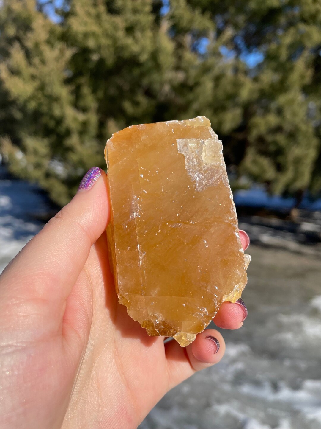 Raw Honey Calcite Chunk | Natural Amber Golden Stone | Healing Crystal ...