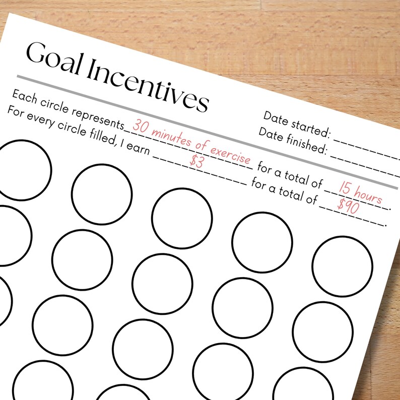 30 Day Goal Incentives Tracker Planner Printable in 8 Sizes - Etsy