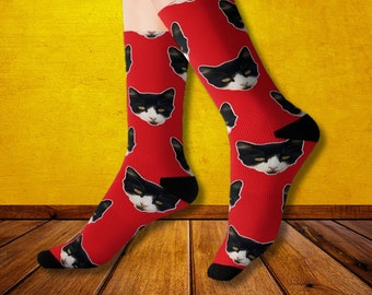 Custom Pet Socks, Personalized Cat Socks, Cat Photo Socks, Funny Cat Socks, Cat Mama Gift, Memorial Gift, Cat Lover Gift