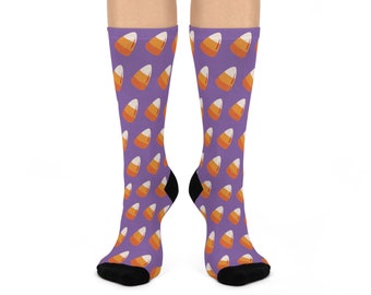 Personalized Gift for Her, Horror Lover Gift, Custom Socks, Candy Corn Socks, Gifts for Nurses, Women's Socks, Crew Socks, Playful Design