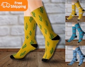 Saguaro Cactus Tube Socks, Arizona Footwear, Custom Socks for Men, Gifts Under 20, Stocking Stuffer, Sublimation Socks, Fun Socks