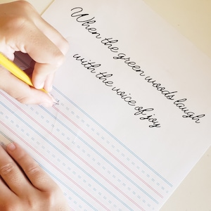 Poetry Copy Work, Cursive Handwriting Practice,  Homeschooling Printable, Charlotte Mason, Homeschool Printable, Handwriting, Poetry