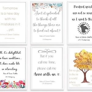 Anne of Green Gables Printable Bundle, Digital Download, Book Illustration, Anne of Green Gables quote, Wall art, Book quotes, Marilla print