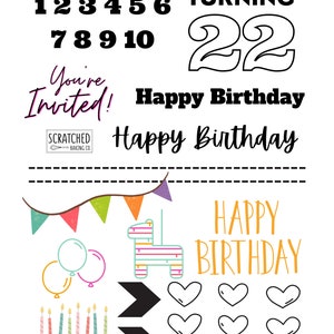 Feuille de pratique du glaçage royal joyeux anniversaire