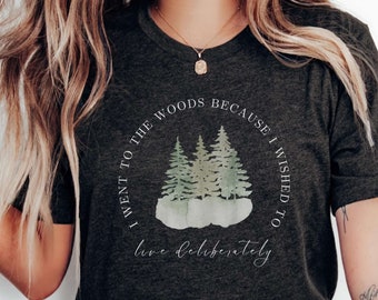 Live Deliberately Henry David Thoreau Shirt HDT Thoreau Quote Off Grid Self-Reliance Homestead Shirt Famous Quotes Tee Walden Literary Shirt