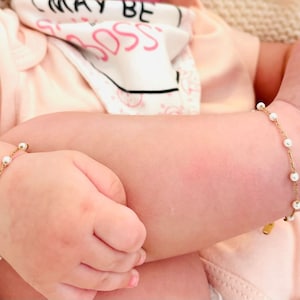 18K Gold Filled Baby Bracelet, Birthstone Bracelet, Kids Bracelet, Girls Bracelet, Baptism Bracelet, Toddler Bracelet, Unisex Baby Bracelet