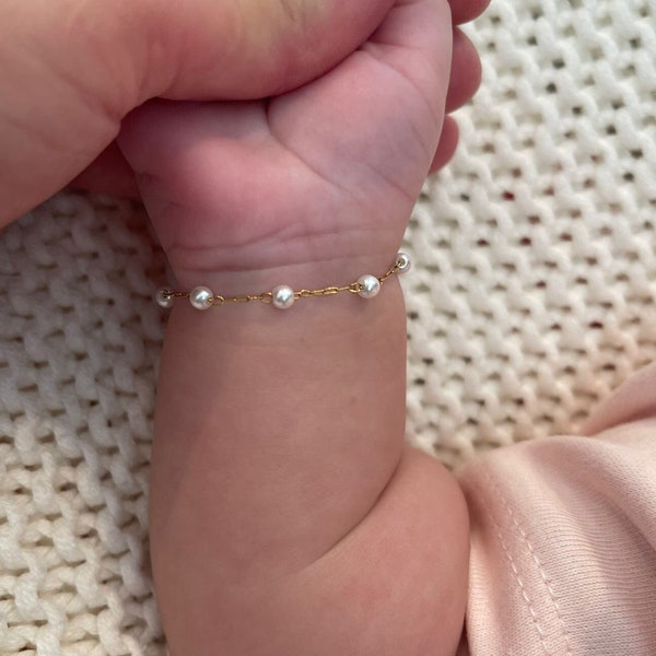 18K Gold Filled Baby Bracelet, Birthstone Bracelet, Kids Bracelet, Girls Bracelet, Baptism Bracelet, Toddler Bracelet, Unisex Baby Bracelet