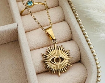 Gold evil eye Necklace, Evil Eye Necklace, Gold Necklace, evil eye Charm, gold Necklace, Personalized Gift, christmas for women, women gifts