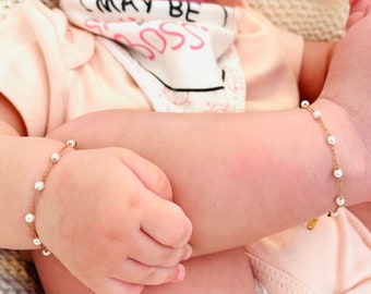 18K Gold Filled Baby Anklet Baby bracelet, Kids Anklet, Girls Anklet, Baptism Bracelet, Toddler Bracelet, Unisex Baby Bracelet, kids anklet