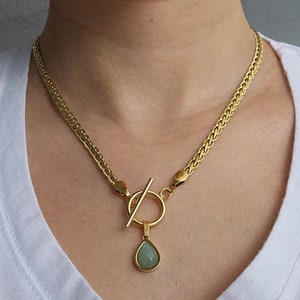 18K Gold Filled Vintage Choker  Jade Necklace, Toggle Necklace, Vintage Necklace, Choker Necklace, Gift For Her, Necklace, Choker for women