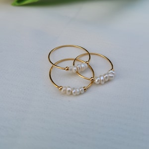 Pearl Ring, pearl engagement ring, pearl ring gold, pearl skull ring, small pearl ring, gift for her, birthday gift, gift for mom