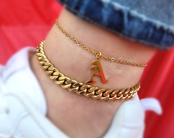 J Initial Anklet - Etsy Australia