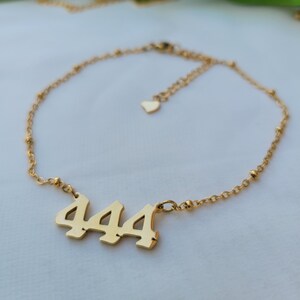 111, 222, 333, 444, 555, 666, 777, 888, 999, Angel Number Anklet, Dainty Chain Anklet, Lucky Number Anklet Gift, Summer, WATERPROOF Anklet,