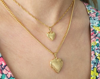 18K Gold Filled Heart Locket Necklace, Small Locket, Big Locket, Minimalist Gift,  Personalized Gift, Waterproof Jewelry, Best friend gift