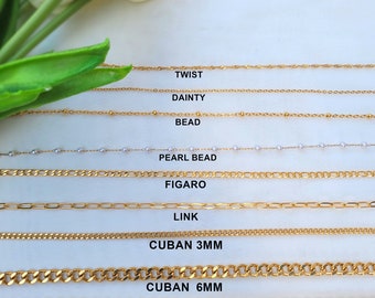 18K Gold Filled, Gold Chain Necklace, Twist Chain, Figaro Chain, Dainty Chain, Bead Chain, Curb Chain, Cuban Chain, Link Chain, Rope Chain