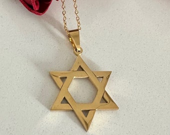 18K Star Of David Necklace, Gold David Star Pendant,Jewish Star Necklace,Magen David Necklace,Star Of David Charm, Religious Necklace,JEWISH