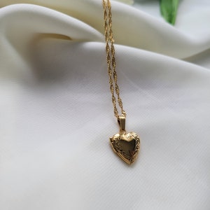 18K Gold Filled Gold Heart Locket Necklace Small Locket Big image 4