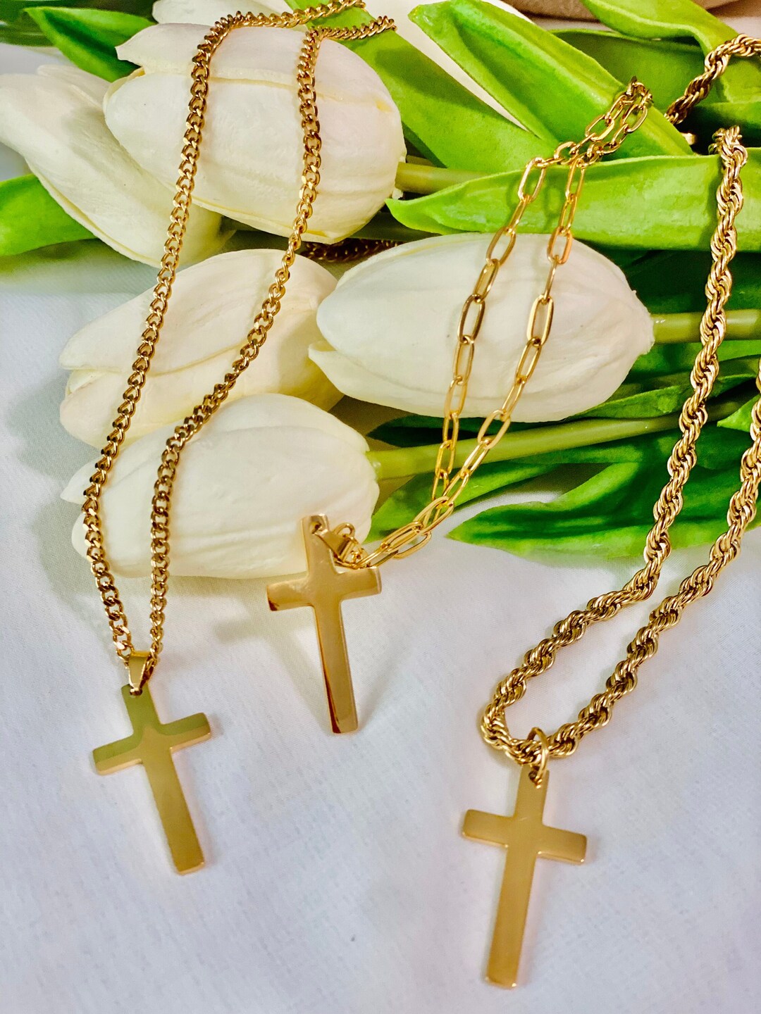 Gold Cross Necklace Gold Cross Necklace Gold Cross Necklace Etsy