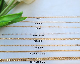 18K Gold anklet, Curvy Chain, Dainty Chain, Bead Chain, Twist Chain, Cuban Chain, Tiny Link Chain, Rope Chain, 18K Gold Chain Anklet, Gift