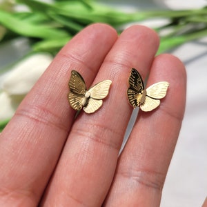 Gold Butterfly Stud Earrings , Minimalist Gift, butterfly gift, Drop Hoops, Christmas Gift, mothers day gift, gift for her, butterfly love
