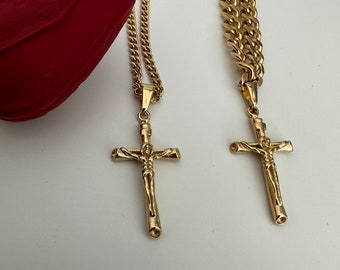 18K Gold Jesus Cross Necklace, Faith Hope Love Necklace, Crucifix, Religious Necklaces, jesus Necklaces, Christiane Gifts, Christian Jewelry