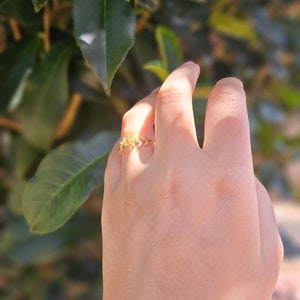 14K Gold Filled Leaf Ring, Open Size Adjustable Minimalist Dainty Delicate Ring, gift for her, birthday gift, gift for mom, minimalist ring image 3