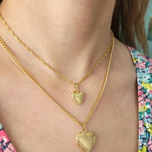 18K Gold Filled Gold Heart Locket Necklace, Small Locket, Big Locket, Minimalist Gift, Personalized Gift, Waterproof Jewelry, Photo Locket image 7