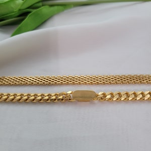 Bracelet maille rétro vintage en or 18 carats, bracelet chaîne en acier inoxydable, bracelet bijoux, chaîne à chevrons, cadeau or femme homme, imperméable image 5